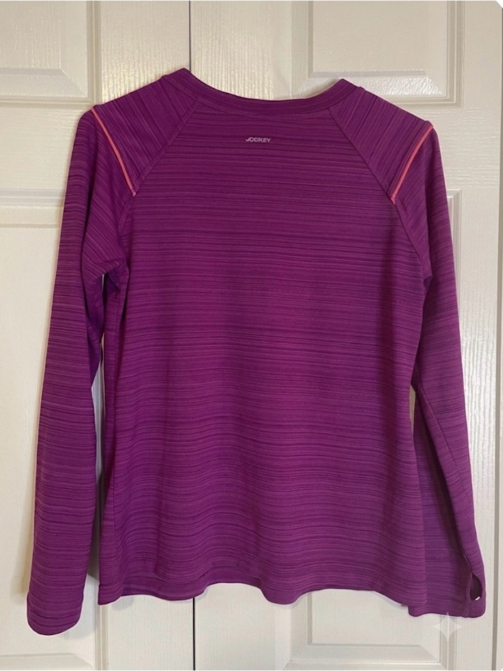 JOCKEY Striped Space Dye Athletic Top, Women’s M, Plum - Picture 2 of 4